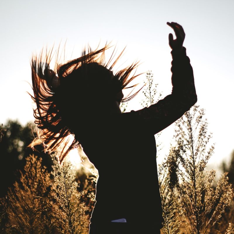 silhouette of person surrounded by plants